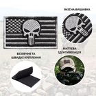 Набір шевронів 2 шт. із липучкою Прапор США з черепом сірий 5х8 см - зображення 12