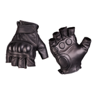 Перчатки тактические кожаные без пальцев с демпфером S Black - изображение 1