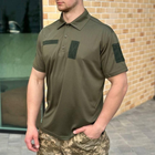 Мужская футболка поло coolmax олива ЗСУ военная тактическая ВСУ армейские для военнослужащих POLO 54 - изображение 4