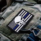 Набір шевронів на липучці IDEIA Череп на Прапорі США синя смуга 5 х 8 см 2 шт Чорний (4820227283064) - зображення 6