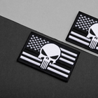 Набір шевронів на липучці IDEIA Череп на Прапорі США чорна смуга 5 х 8 см 2 шт Чорний (4820182657207) - зображення 9