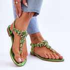 Sandały damskie z kryształkami Lenisa 40 Zielone (5905677113976) - obraz 3