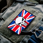 Набор шевронов 2 шт с липучкой Череп Карателя на Флаге Великобритании, Флаг Англии, вышитый патч нашивка 5х8 см - изображение 2