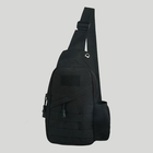 Тактична сумка через плече слінг - сумка грудна кросбоді. Колір: чорний - зображення 3