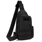 Тактическая сумка через плечо слинг – сумка грудная кросбоди. Цвет: черный - изображение 7