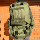 Тактичний армійський рюкзак з трьома підсумками на 55л для подорожей, кемпінгу. Колір: олива - зображення 6