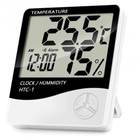 Электронный комнатный термометр гигрометр с часами HTC-1 Метеостанция домашняя влагомер - изображение 1