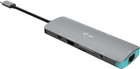 USB Hub i-Tec USB-C Metal Nano Docking Station 4K HDMI LAN + Power Delivery 100 W Grey (C31NANODOCKLANPD) - obraz 1