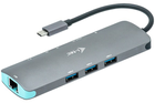 USB-хаб i-Tec USB-C Metal Nano Docking Station 4K HDMI LAN + Power Delivery 100 W Grey (C31NANODOCKLANPD) - зображення 3