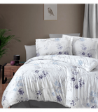 Комплект постельного белья Satin Cotton First Choice - First Choice - S-370 Leena Lilac - Полуторный - Белый