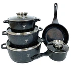 Набор кастрюль с гранитным антипригарным покрытием Top Kitchen TK-00020, набор посуды 10 предметов черный