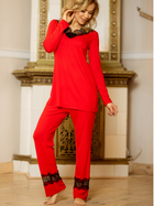 Піжама (кофта + штани) жіноча великих розмірів з віскози Kalimo Kapas XL Червоний/Чорний (5902429219542) - зображення 2