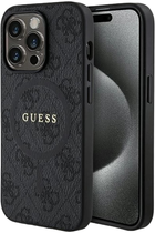 Панель Guess 4G Collection Leather Metal Logo MagSafe для Apple iPhone 14 Pro Black (3666339226305) - зображення 4