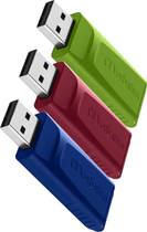 Zestaw pendrive Verbatim Store Go Slider 16GB USB 2.0 3 szt Red/Blue/Green (0023942493266)