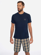 Піжама (футболка + шорти) чоловіча бавовняна Henderson 41294-59X M Темно-синій/Бежевий (5903972249093) - зображення 1
