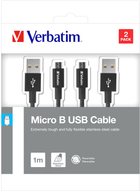 Кабель Verbatim USB - MicroUSB 1 м + 1 м 2 шт. Чорний (23942488743) - зображення 3