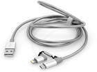 Кабель Verbatim 2в1 USB - Lightning + MicroUSB 1 м Сріблястий (23942488699) - зображення 4