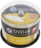 Оптичні диски НР DVD+R 4.7 GB 16X IJ PRINT 50 шт. (DRE00026WIP-3)