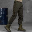 Утепленные мужские Брюки SoftShell с Высоким Поясом / Плотные штаны на флисе олива размер S - изображение 3