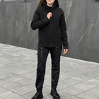 Женская Форма "Pobedov" Куртка на микрофлисе + Брюки - Карго / Демисезонный Костюм черный размер S - изображение 1