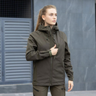 Жіноча Демісезонна Куртка Soft Shell "Pobedov Matrix" з капюшоном олива розмір L - зображення 3