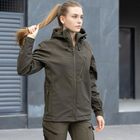 Женская Демисезонная Куртка Soft Shell "Pobedov Matrix" с капюшоном олива размер M - изображение 4