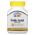 Витамины 21st Century Фолиевая кислота 800 мкг Folic Acid 180 таблеток