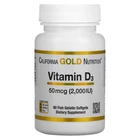 Витамин D California Gold Nutrition Витамин D3 2000 МЕ Vitamin D3 90 капсул из рыбьего желатина