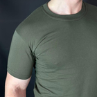 Мужская хлопковая футболка с круглой горловиной олива размер 2XL - изображение 7
