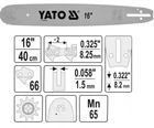 Шина Мотопили 40 см Для Ріжучого Ланцюга 0.325"; 66Z YATO (YT-849351)