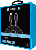 Kabel Sandberg HDMI - HDMI 5 m Black (5705730509001) - obraz 3