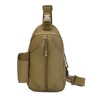 Тактическая сумка через плечо – водонепроницаемая сумка слинг из кордуры на 4 кармана. Цвет: койот - изображение 7