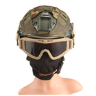 Тактичні окуляри захисна маска із кріпленнями на каску із 3 змінними лінзами Койот - зображення 2