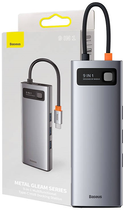 Хаб USB-C 9в1 Baseus Metal Gleam Series 3 x USB 3.0 + HDMI + USB-C PD + Ethernet RJ45 + microSD/SD + VGA Gray (CAХаб-CU0G) - зображення 1
