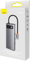 Хаб USB-C 7в1 Baseus Metal Gleam Series 3 x USB 3.0 + 2 x HDMI + USB-C PD + Ethernet RJ45 Gray (WKWG040113) - зображення 7