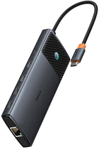 Адаптер Хаб USB-C 10в1 Baseus 2 x HDMI, 3 x USB-A, USB-C, RJ45, SD/TF, PD Black (B00061800123-00) - зображення 3