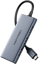 Хаб USB-C Vention HDMI 3 x USB 3.0 + SD + TF 0.15 m Gray (6922794767003) - зображення 3