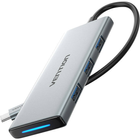 Хаб USB-C Vention HDMI + 3 x USB 3.0 + SD + TF + PD 0.15 м Gray (6922794773769) - зображення 3