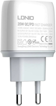 Мережевий зарядний пристрій Ldnio USB-C 20 W + кабель USB-C (A2424C Type-C) - зображення 7