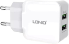 Мережевий зарядний пристрій Ldnio 2 x USB 12 W White (A2202 EU) - зображення 3