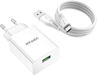 Мережевий зарядний пристрій Vipfan USB 18 W QC 3.0 + кабель USB-C White (E03S-TC) - зображення 3
