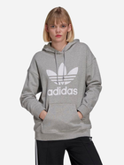 Bluza damska z kapturem oversize adidas Adicolor Trefoil Hoodie H33589 38 Szara (4064055604015) - obraz 1