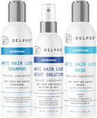 Zestaw na wypadanie włosów Delpos szampon 200 ml + maska wzmacniająca 200 ml + płyn stymulujący porost włosów 150 ml (5903689118330) - obraz 1