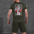 Комплект Skull футболка + шорти олива розмір XL - изображение 2
