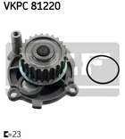 Помпа, водяной насос SEAT EXEO, SKODA OCTAVIA, SKF (VKPC81220)