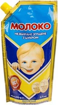 Згущене молоко Первомайський МКК незбиране з цукром ДСТУ 440 грамів дой-пак