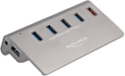 USB Hub Delock USB 10 Gbps Hub with 4 USB Type-A Ports + 1 Fast Charging Port Power Supply Grey (4043619641826) - obraz 1