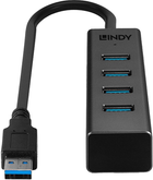 USB Hub Lindy 4 Port USB 3.0 Hub Black (4002888433242) - obraz 3