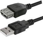 Kabel Logo 2.0 USB Type-A - USB Type-A M/F 1.8 m Czarny (8590274158504) - obraz 1