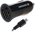 Ładowarka samochodowa Swissten CL 2 x USB-A 12W Quick Charge 2.4 + kabel Micro USB 1.5 m Black (20110900) - obraz 3